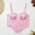 thumbnail image 2 of Xfvqtps Womens Corset Crop Tops Sling Tube Top Spaghetti Straps Irregular Hemline Bustier Vest Waist Corset Flexible Boned Support Pink, 2 of 7