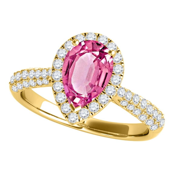 Mauli Jewels Rings for Women 1.55 Carat Diamond and Pear Shaped Pink 4-prong 10K Yellow Gold