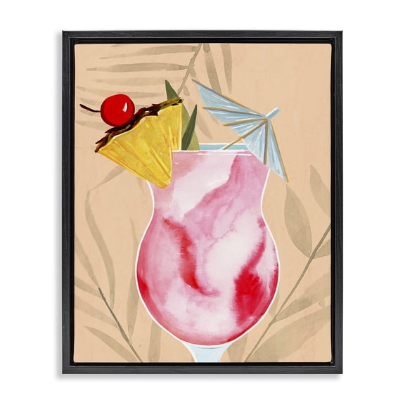 Stupell Industries Contemporary Fruity Cocktail Drink Black Floating Frame Canvas Art, 17 x 21, by Annie Warren