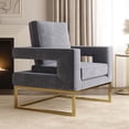 thumbnail image 3 of BELLEZE Modern Accent Chair Oversized Armchair Upholstered Velvet Chair with Anti-fingerprint Stainless Steel Base Comfy Chairs for Living Room, Bedroom - Karat (Grey), 3 of 7