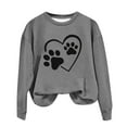 thumbnail image 2 of Womens Sweatshirts Fashion Dog Paw Element Print Hoodless Sweatshirt Fall Winter Long Sleeved Sweat Shirt Pullover Tops, 2 of 3