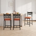 thumbnail image 2 of JoanKaren Bar Stools Set of 2 with Thick Cushion,250Lb Capacity,Faux Leather Upholstered Counter Height Bar Stools with Backrest & Footres,Retro Color, 2 of 7