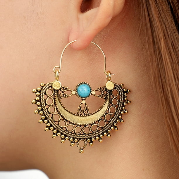 Pendientes de moda onlyliua con Forma de Flor Turquesa Semicircular Hueca y redondos para Mujer