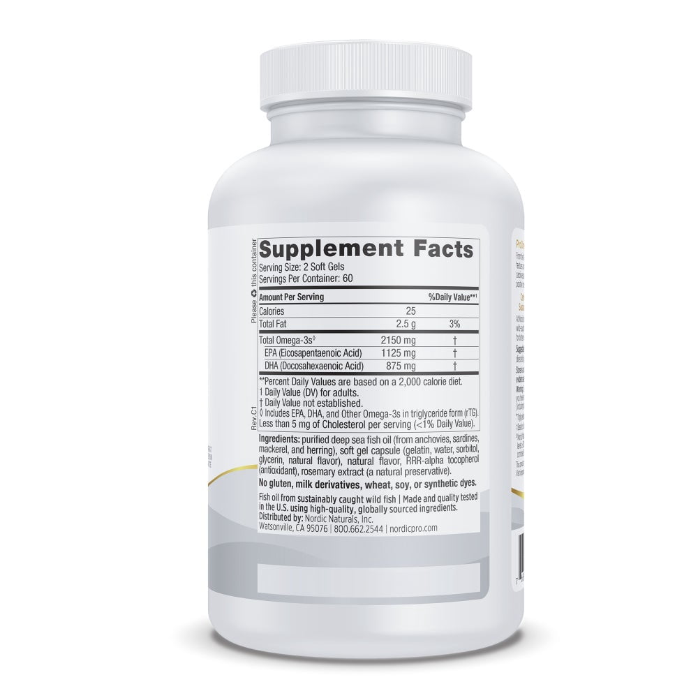 Nordic Naturals ProOmega Softgels, 2150 Mg, EPA & DHA, Fish Oil, 120 Ct