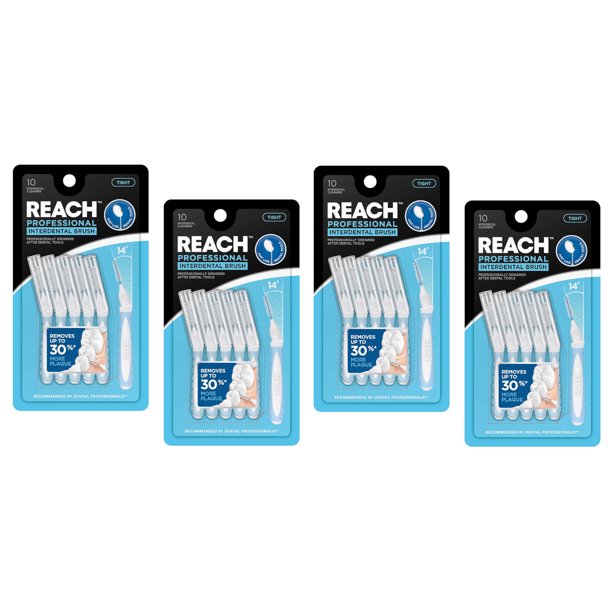 Reach Professional Interdental Brushes, Tight, 10 Count Pack of 4