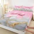 thumbnail image 3 of Castle Fairy Kawaii Ribbon Bow Girl Twin Sheet Sets 3pcs,Abstract Marble Twin Fitted Sheet Microfiber,Dreamy Princess Glitter Breathable Flat Sheet,Super Cozy Room Decor, 3 of 7