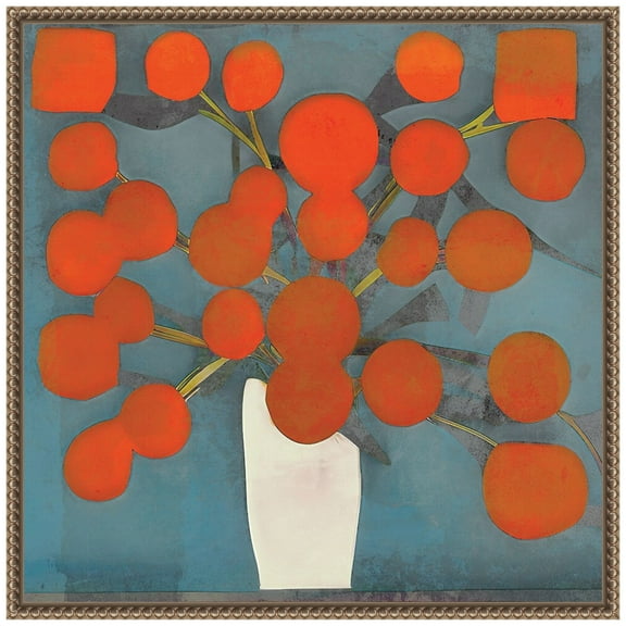 Amanti Art Abstract Orange Flowers Framed Canvas Wall Art Print