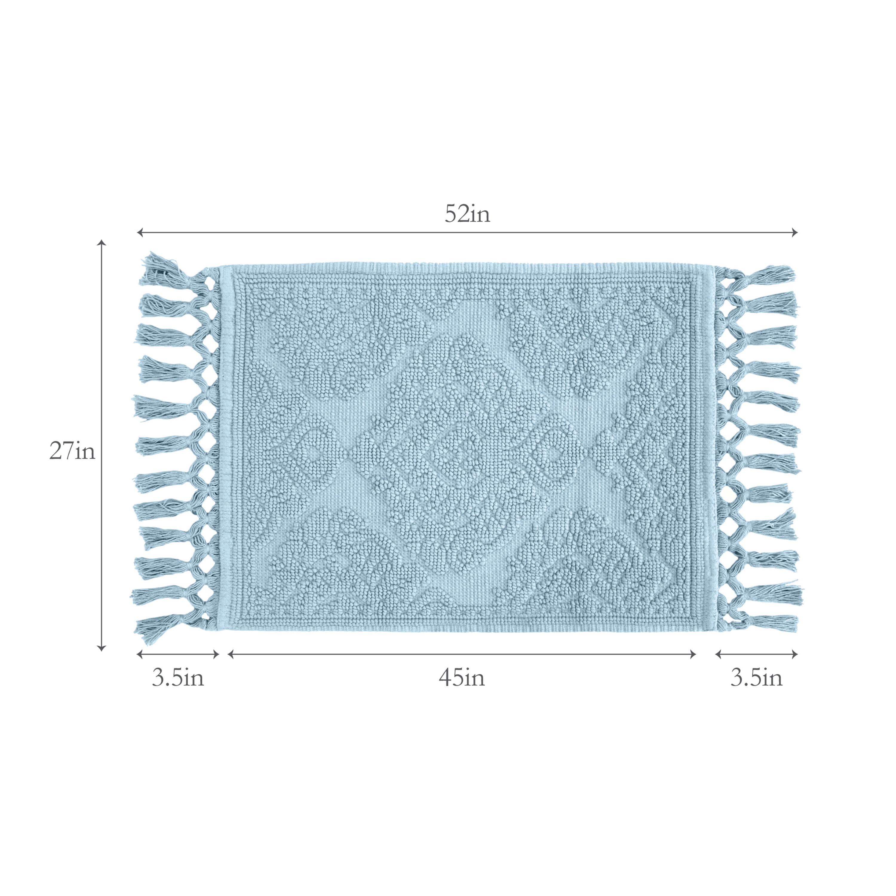 Jean Pierre Ricardo Cotton Fringe 27 x 45 in. Bath Rug, Light Blue