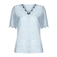 thumbnail image 3 of Giftesty Womens Plus Size Women's Summer V-Neck Lace Patchwork Short Sleeve Top Blouse, 3 of 7