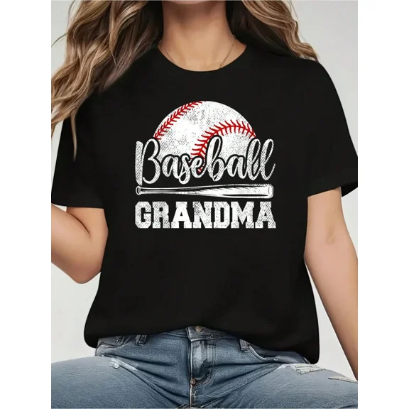 Comfortable Distressed Baseball Grandma Graphic T-Shirt for Women, Stylish Sports Fan Apparel Top, Perfect Game Day Gift