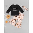 thumbnail image 3 of Douhoow Kid Girl Halloween Outfits Long Sleeve T-Shirt + Pumpkin Elastic Waist Flare Pants, 3 of 9