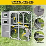 Aivituvin Large Cat Catio 4 Tiers Cat Enclosures House for Outdoor Indoor Cats with Weatherproof Roof, 3 Resting Rooms, 3 Platforms, 5 Windows 70 H 77 L