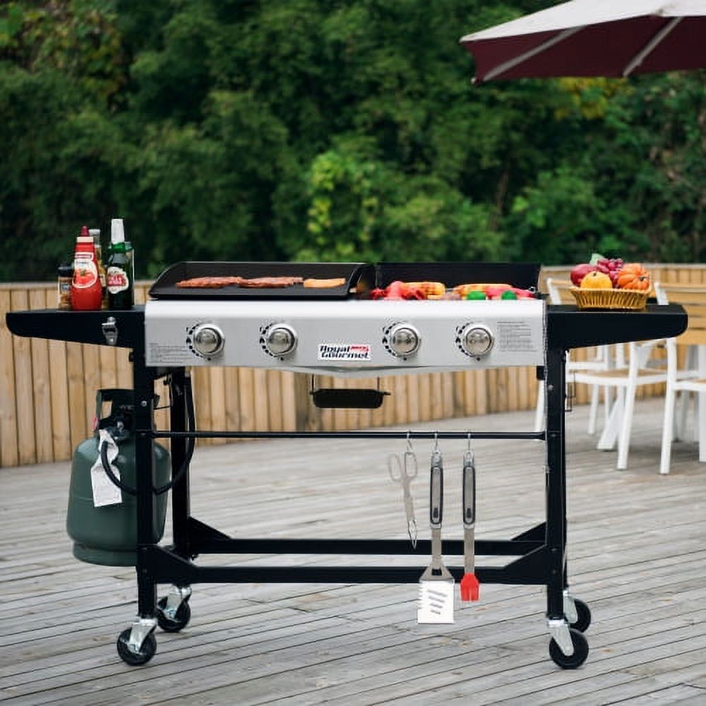 Royal Gourmet 4-Burner GD401 Portable Flat Top Gas Grill and Griddle Combo with Folding Legs - image 4 of 9