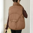 thumbnail image 3 of Women Vest Cropped Lightweight Button Down Quilted Vest Sleeveless Padded Gilet Coat With Pockets Hooded Utility Jacket It Jacket Womens Fashion Olive Coats for Women plus Ski Jackets Women Short, 3 of 5