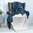 thumbnail image 4 of Octopus Soft Flannel Fleece Throw Blanket, Abstract Tentacle Pattern with Intertwined Parts Marine Twisted, Cozy Plush for Indoor and Outdoor Use, 50" x 70", Violet Blue Turquoise, by Ambesonne, 4 of 5