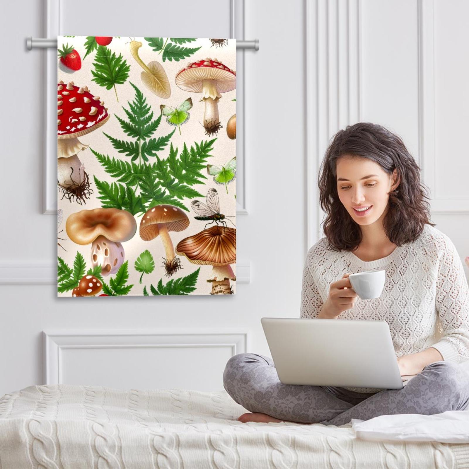 Mushrooms Plants Strawberry Butterflies Double Sided Garden Flag Decorative Weather Resistant Yard Flag, Large DIY Vertical Flag for Farmhouse Patio Lawn, 28x40 Inch