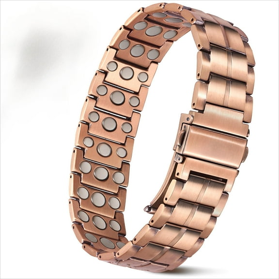 Vagzen 3X Strength Magnetic Copper Bracelet for Men, Gifts for Husband, Length 8.3 In, Width 0.87 In