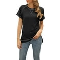 thumbnail image 1 of Franhais Women Casual Style T-shirt, Adults Loose Solid Color Short Sleeve Round Neck Pullover, 1 of 9