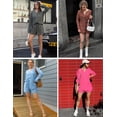 thumbnail image 4 of Ekouaer Summer Outfits for Women 2 Piece Sets Lounge Sets V Neck Button Down Shirt and Shorts Loungewear with Pockets, 4 of 5