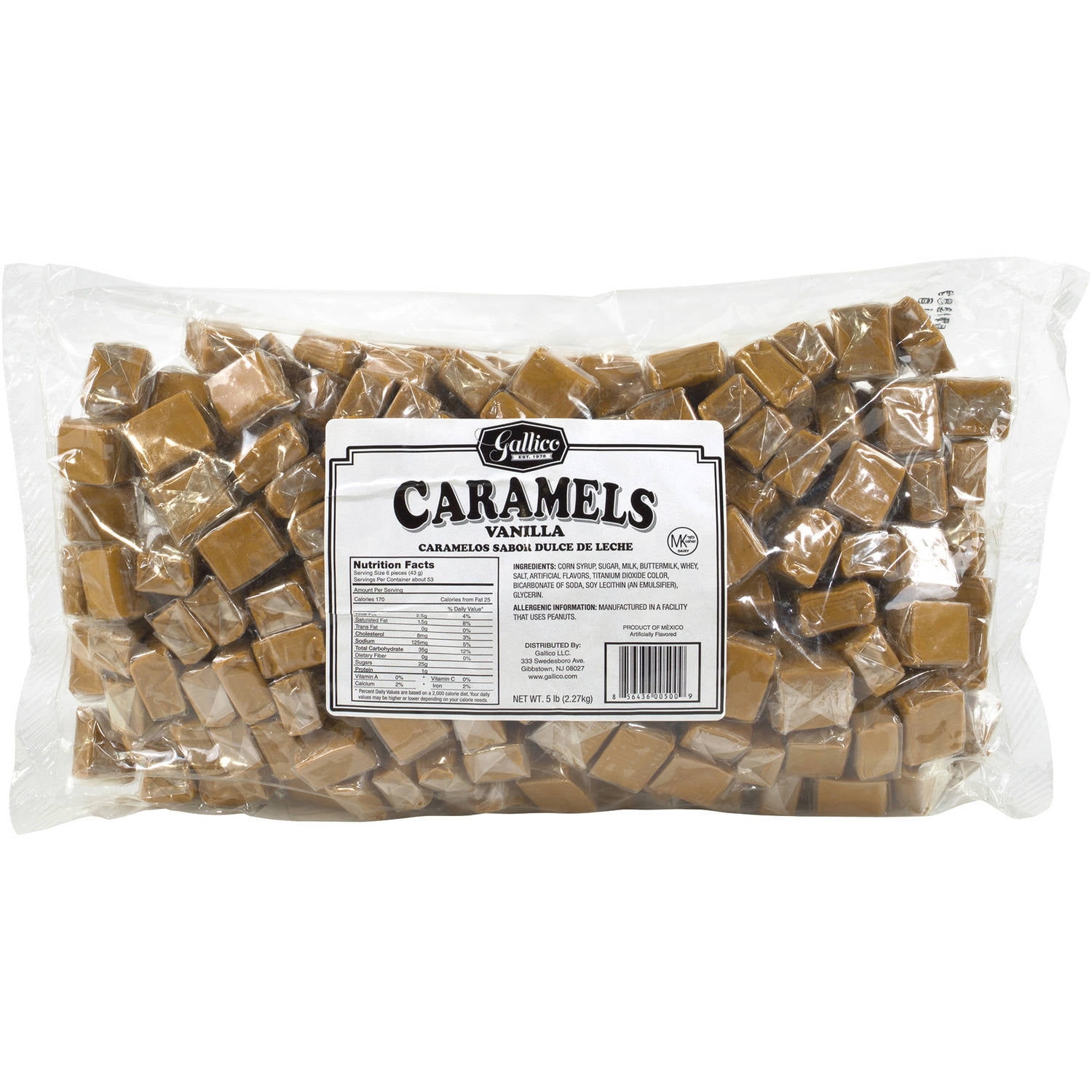 Gallico Vanilla Caramels, 5 lbs by