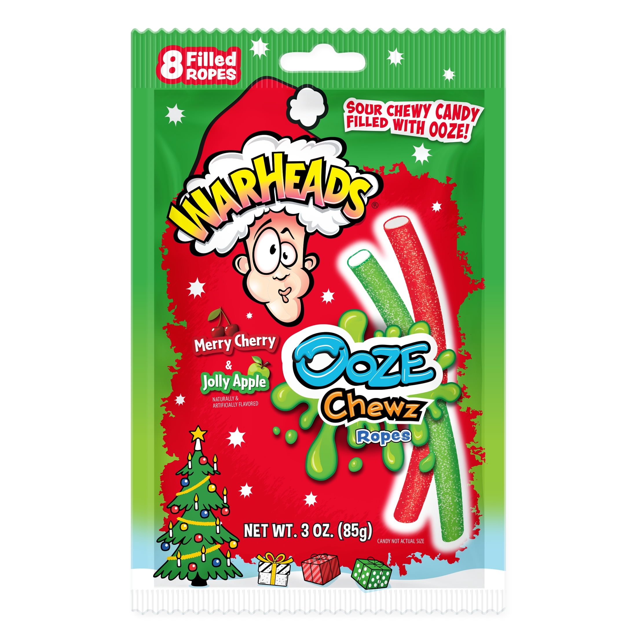 (3 pack) Warheads Ooze Chewz Holiday Candy Ropes, 3 oz