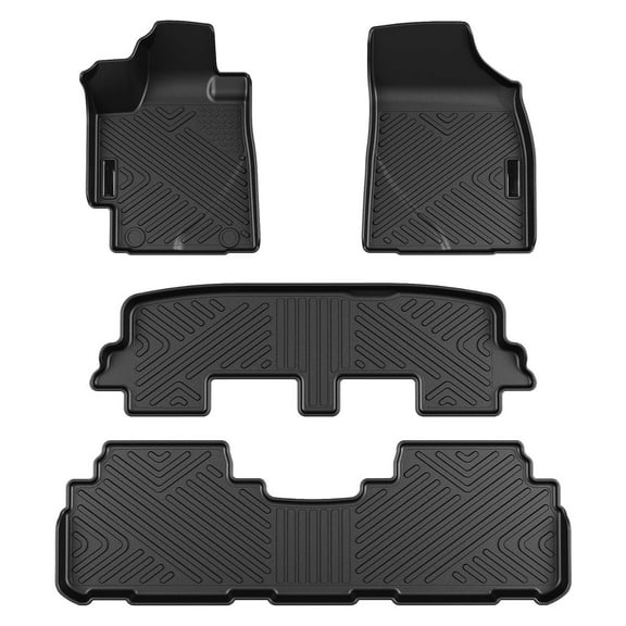 Ladcaser Floor Mats Compatible for Toyota Highlander 2008-2013 (Not for Hybrid) TPE All-Weather Front 1st & 2nd & 3rd Row Car Floor Liner Accessories Black