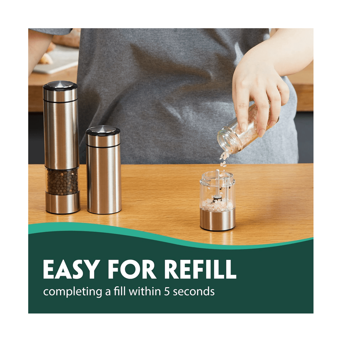 Electric Salt and Pepper Grinder , Automatic Salt and Pepper Grinder, Battery Operated Pepper with Light