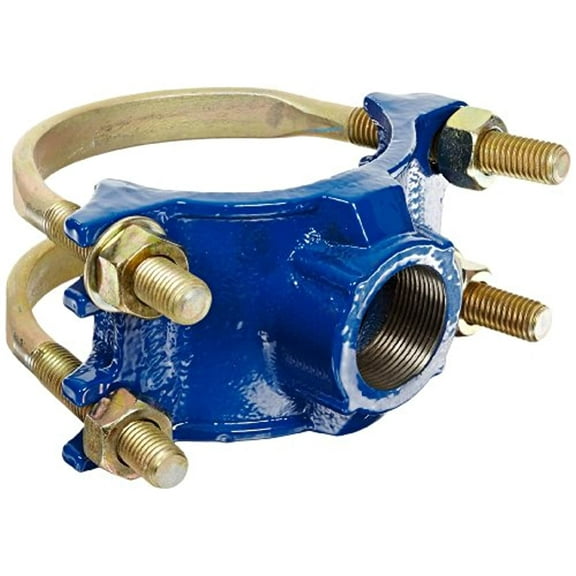 Smith-Blair Ductile Iron Saddle Clamp, Double Bale, 4" Pipe Size, 1-1/2" NPT Female Outlet