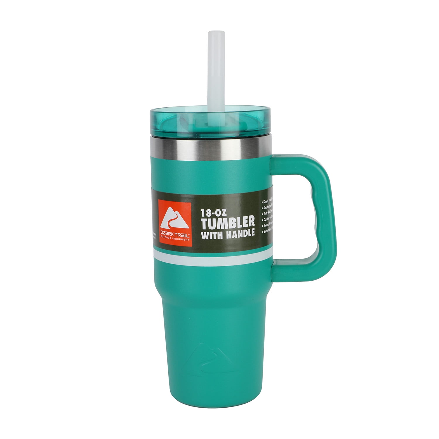 Ozark Trail 18 oz Tumbler with Handle, Stripe Serrano Pepper