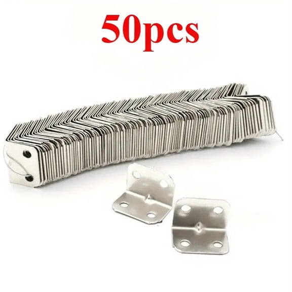 50 Pcs L Brackets for Shelves,1.18 X 0.79 Inch Right Angle Bracket Fastener,L Brackets for Wood Furniture Chair Drawer Cabinet,Silver