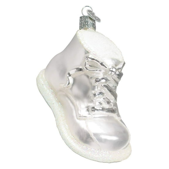 Old World Christmas Ornaments White Baby Shoe Glass Blown Ornaments for Christmas Tree