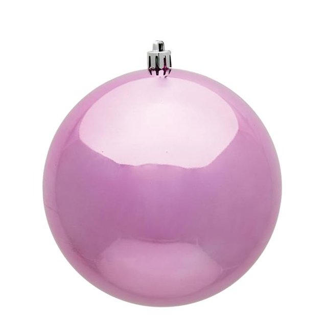 Vickerman N590879DSV 3 in. Pink Shiny UV Treated Christmas Ornament Ball - 12 per Bag