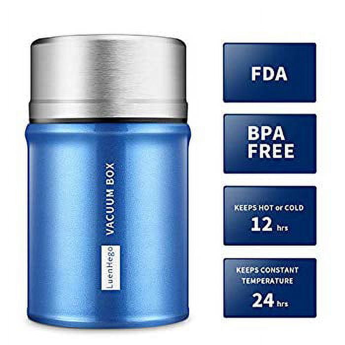 Insulated Food Jar 26 oz Wide Mouth Thermos Stainless Steel School Lunch Container LuenHego Leak Proof Vacuum Thermal Flask with Folding Spoon for