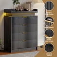 thumbnail image 5 of Pusnapku Fluted 4 Drawers Dresser, 38" Tall Modern Chest of Drawers with Power Outlet,LED Light, Vertical Wood Storage Dresser for Living Room,Bedroom, 5 of 9