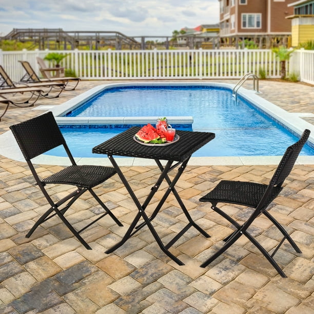 3PCS Outdoor Patio Furniture Sets Clearance, Foldable Wicker Patio