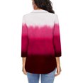 thumbnail image 6 of IROINNID Savings Women's Long Sleeve V-Neck Shirts Cool Shirts for Women Leisure V-Neck Three Quarter 3/4 Sleeve T Shirt Autumn Printing Blouse Tops Sweatshirt,Hot Pink, 6 of 6
