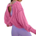 thumbnail image 2 of ZDNIXIAN Womens Summer Tops ,Back Cross Cutout Long Sleeve Workout Shirt, Lightweight Breathable Sports Pullover, 2 of 5