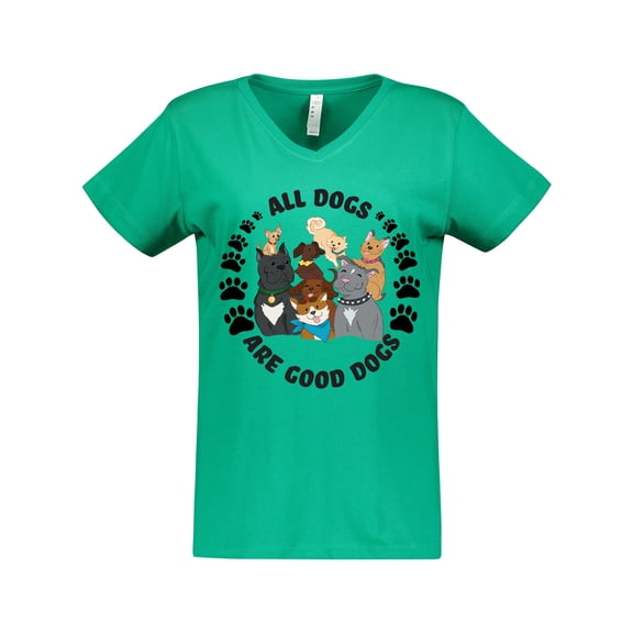 Inktastic All Dogs are Good Dogs with Cute Dog Family Women's V-Neck T-Shirt