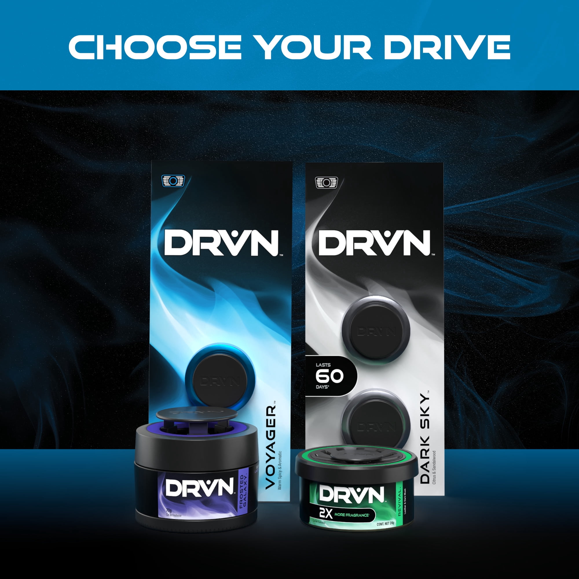 DRVN Gel Can Car Air Freshener (Voyager Scent), Delivers a Warm, Spicy, and Aromatic Scent Lasting 30 Days