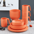 thumbnail image 2 of ReaNea Orange Plastic Dinnerware Set of 20 Pieces, Unbreakable And Reusable Light Weight Plates Mugs Bowls Dishes Easy to Carry And Clean BPA Free Service For 4, 2 of 10