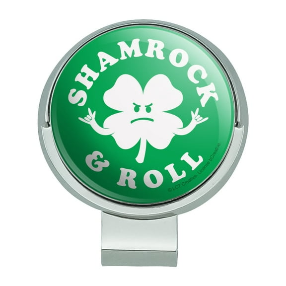Shamrock and Roll Irish Rock Funny Humor Golf Hat Clip With Magnetic Ball Marker