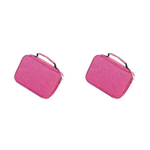 Tholdsy 72 Slots Colored Pencil Case High Capacity Pencil Case Zipper Pens Rosa roja 2piezas