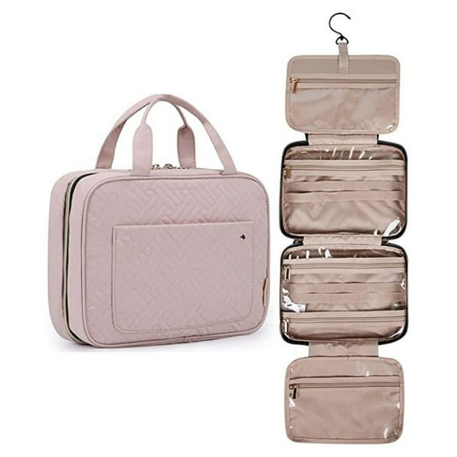 Bolsa de aseo Bolsa de viaje con gancho para colgar, Bolsa de cosméticos de maquillaje resistente al agua Organizador de viaje para accesorios, champú, contenedor de tamaño completo, artículos de tocador ER