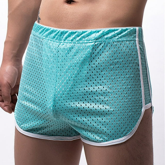 pstuiky Pantalones cortos para hombre, Pantalones cortos de pijama de malla con ventilación para hombre, de color liso, informales Pantalones cortos de entrenamiento