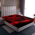 thumbnail image 3 of Drap-housse Rose Rouge Taille Simple, Draps de Lit Floraux Romantiques Rouges et Noirs pour Filles Femmes Couple, Ensemble de Literie pour la Saint-Valentin, Ensemble de Lit Fleur de Rose 2 Pcs (1 Drap-Housse, 1 Taie d'Oreiller) (Sans Drap Plat), 3 of 6