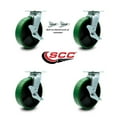 thumbnail image 2 of 8 Inch Green Poly on Steel Caster Set with Ball Bearings 4 Brake 2 Swivel Lock, 2 of 2