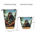 thumbnail image 2 of Lsque Forest Meditating Gorilla Pattern Telescopic Pencil Bag Pen Holder Stationery Case, Stand-up Retractable Transformer Bag Organizer, 2 of 6