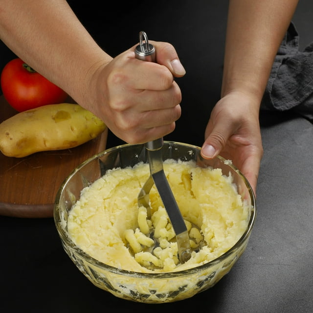 Herunwer Stainless Steel Potato Masher,Heavy Duty Metal Potato Ricer, Food Masher Utensil Hand Masher, Vegetables Fruits Versatile Masher