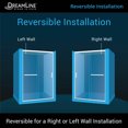 thumbnail image 3 of DreamLine Infinity-Z 32 in. D x 60 in. W x 74 3/4 in. H Frosted Sliding Shower Door in Chrome and Center Drain Biscuit Base, 3 of 16
