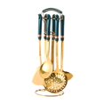 thumbnail image 4 of Juego de utensilios de cocina de 7 Uds con soporte giratorio para encimera, herramienta de cuchara grande, espumadera antiadherente, utensilios de verde, 4 of 8